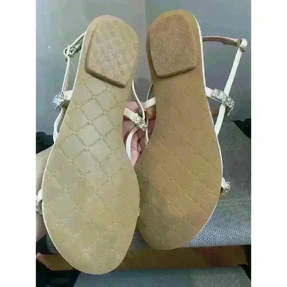 New! Badgley Mischka Zandra Embellished White Rose Gold Strappy Sandal Size 5.5 - Picture 4 of 5